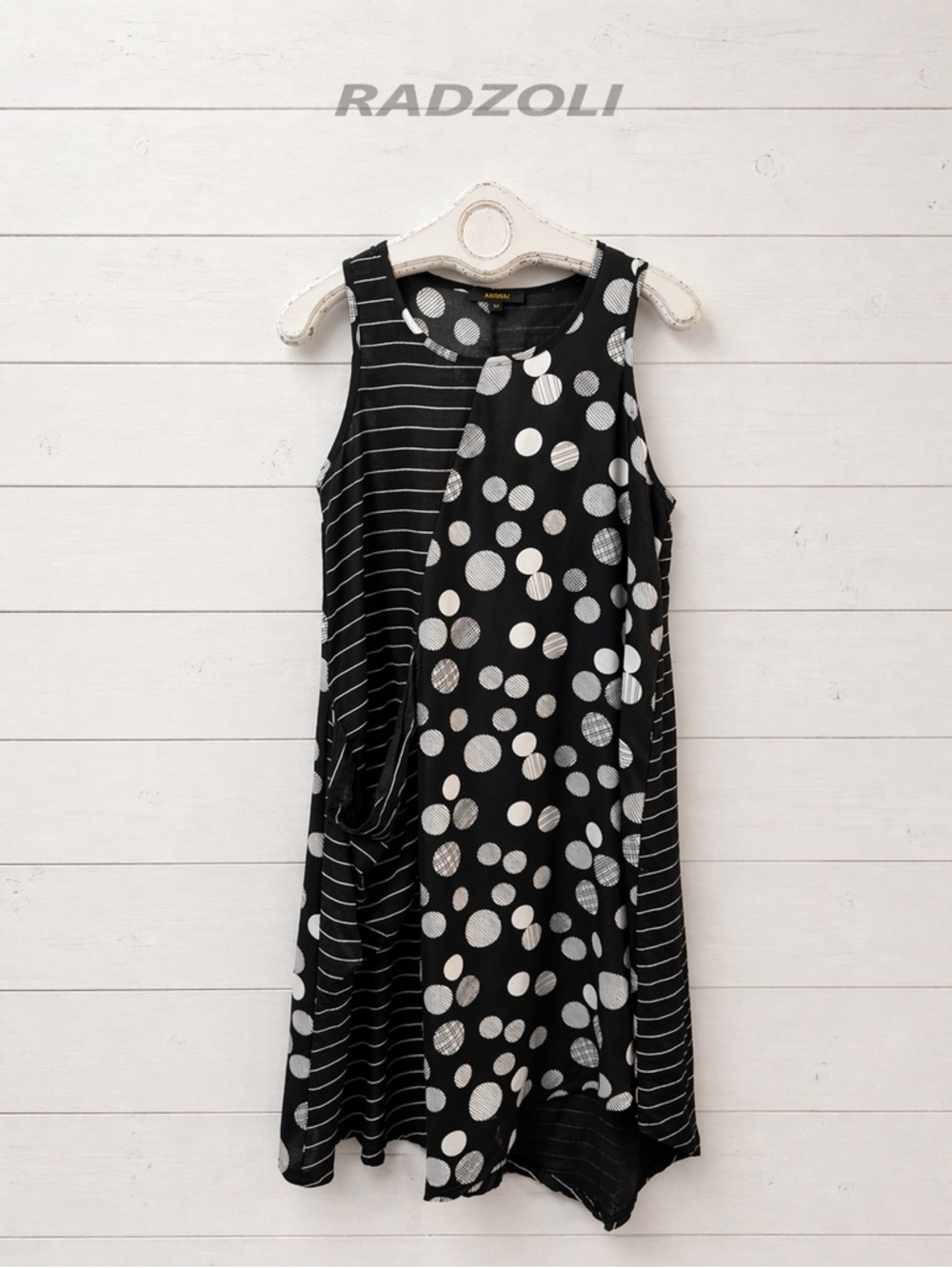 RADZOLI Black Mixed Print Sleeveless Dress M